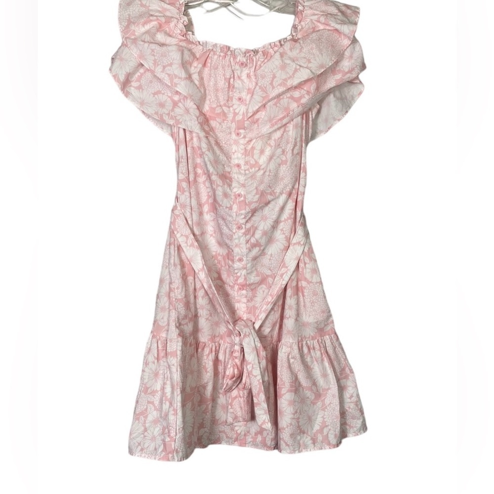 NWT Lisa Marie Fernandez Target Floral Print Off the Shoulder Pink Dress Size S - Picture 2 of 6